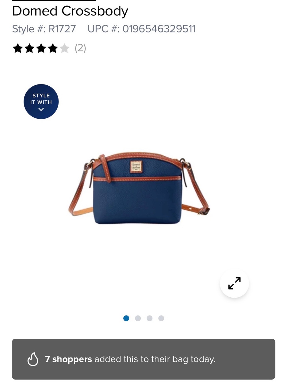 Dooney & Bourke Navy Crossbody with Brown Leather Trim